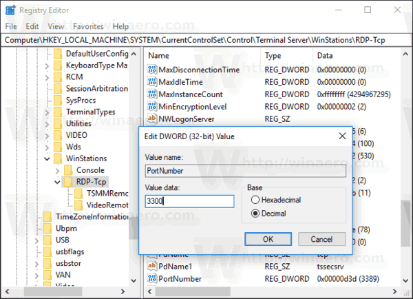 Change Remote Desktop (RDP) Port in Windows 10