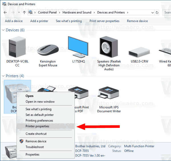 Networked Printer Ports Properties and IP Address. Dell