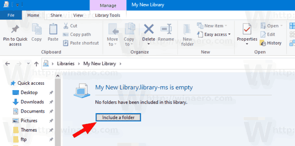 Create New Library in Windows 10