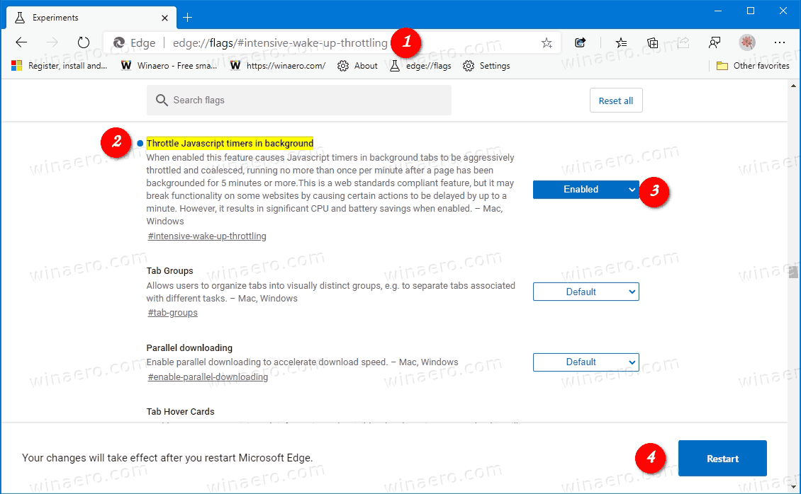 Enable Throttle JavaScript Timers in Edge and Chrome to Reduce CPU