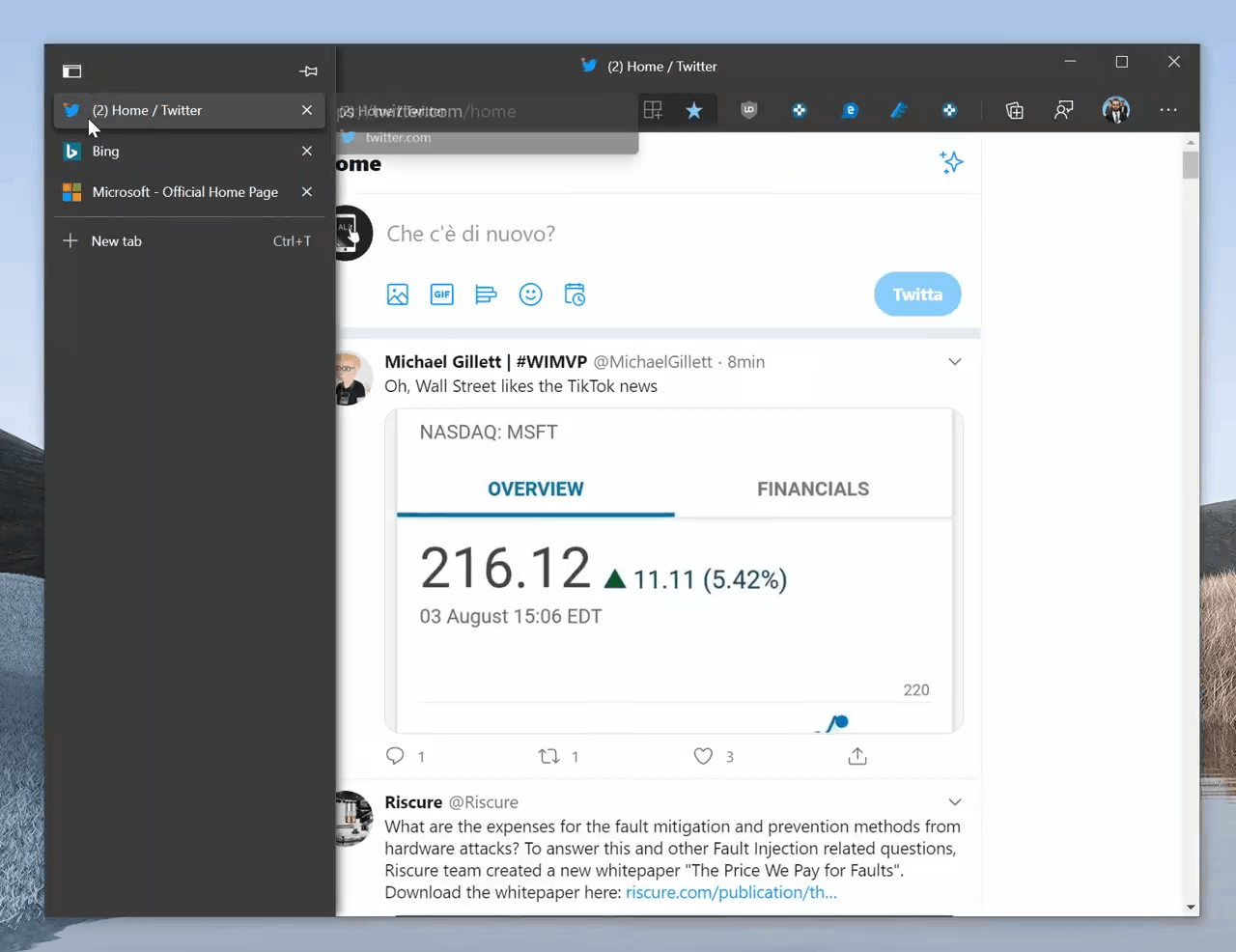 Microsoft Edge has got vertical tabs