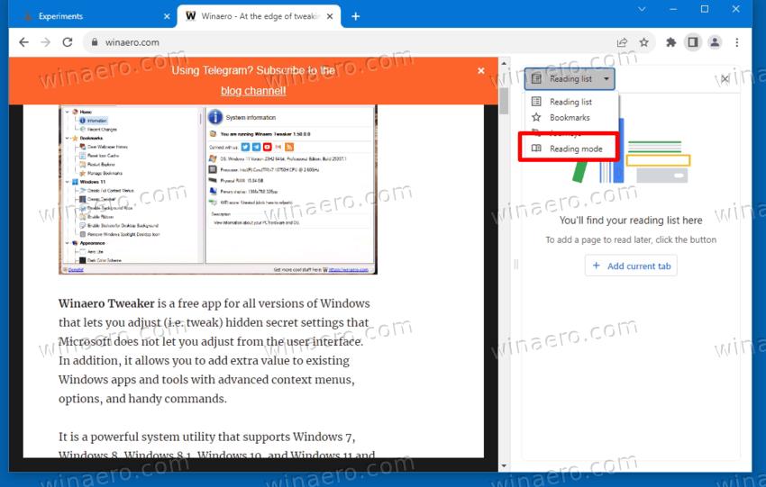 Chrome adds Reading Mode to the sidebar, here's how to enable it