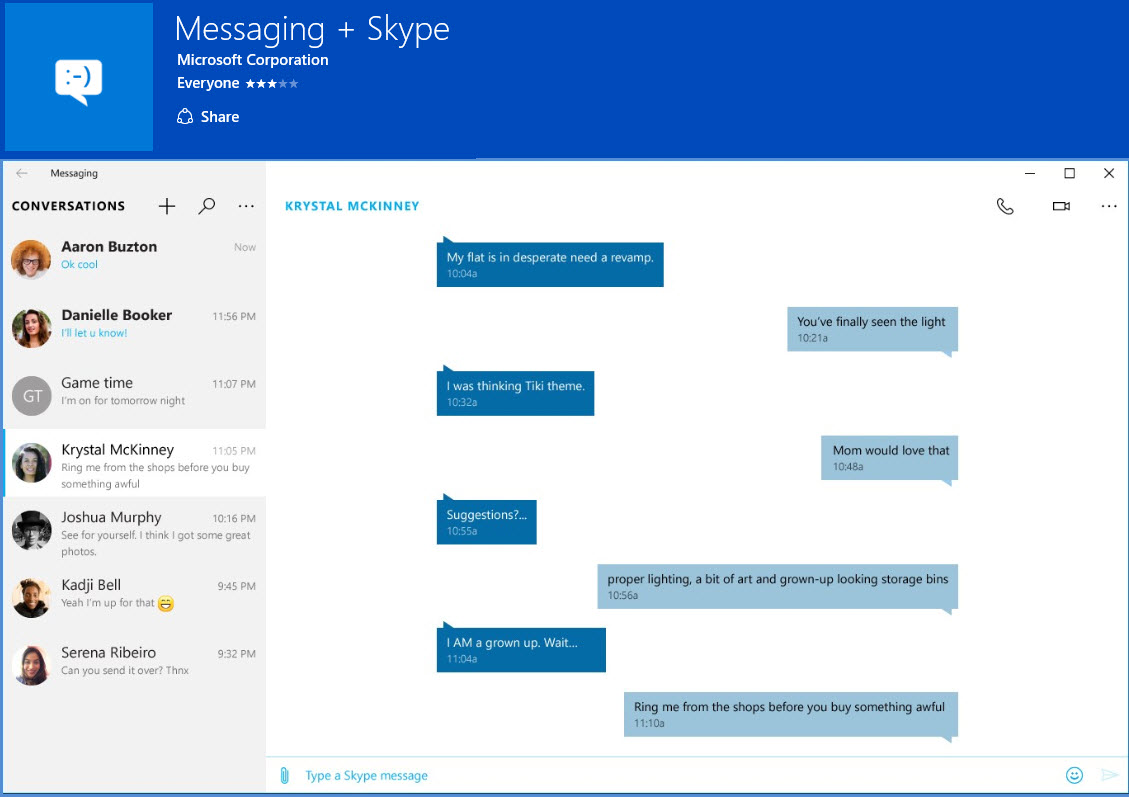 Microsoft Merges Messaging and Skype for PC/Mobile with