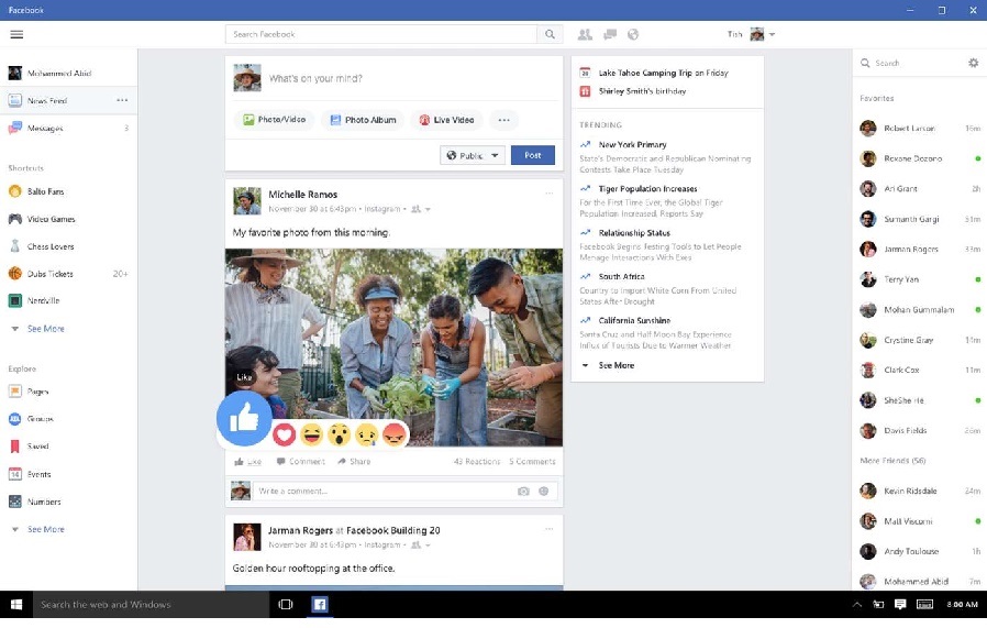 Facebook for Windows Gets Jump List to Allow Interactions Outside the