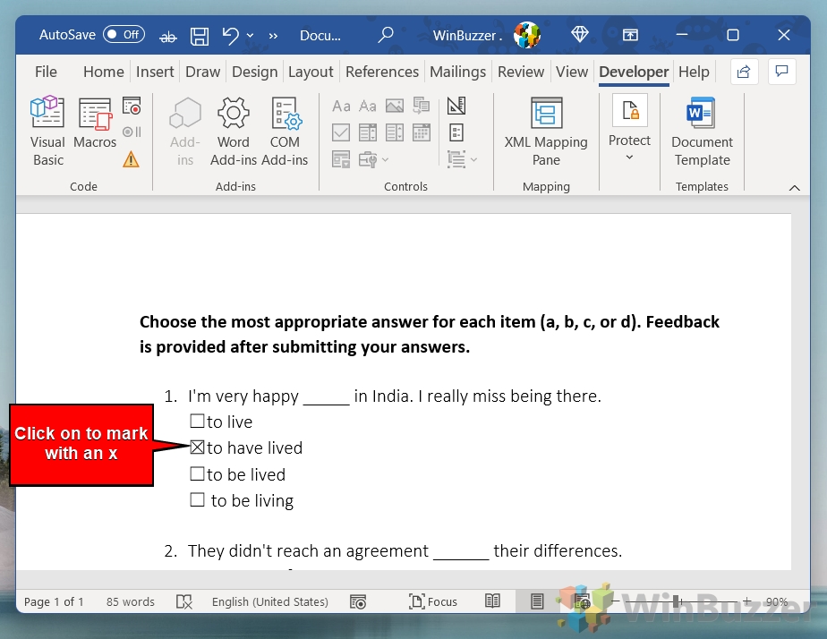 How to Add a Checkbox in Word WinBuzzer