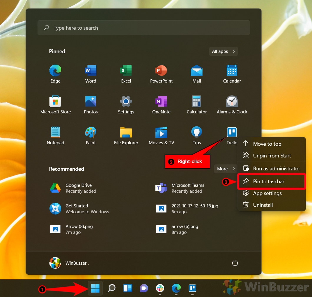 How to Pin a site, Folder, Drive, or Files to the Taskbar in Windows 11