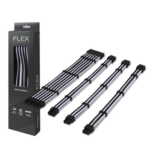 Tecware FLEX Sleeved Extension Cables (Black-White) - WIND NET Computers