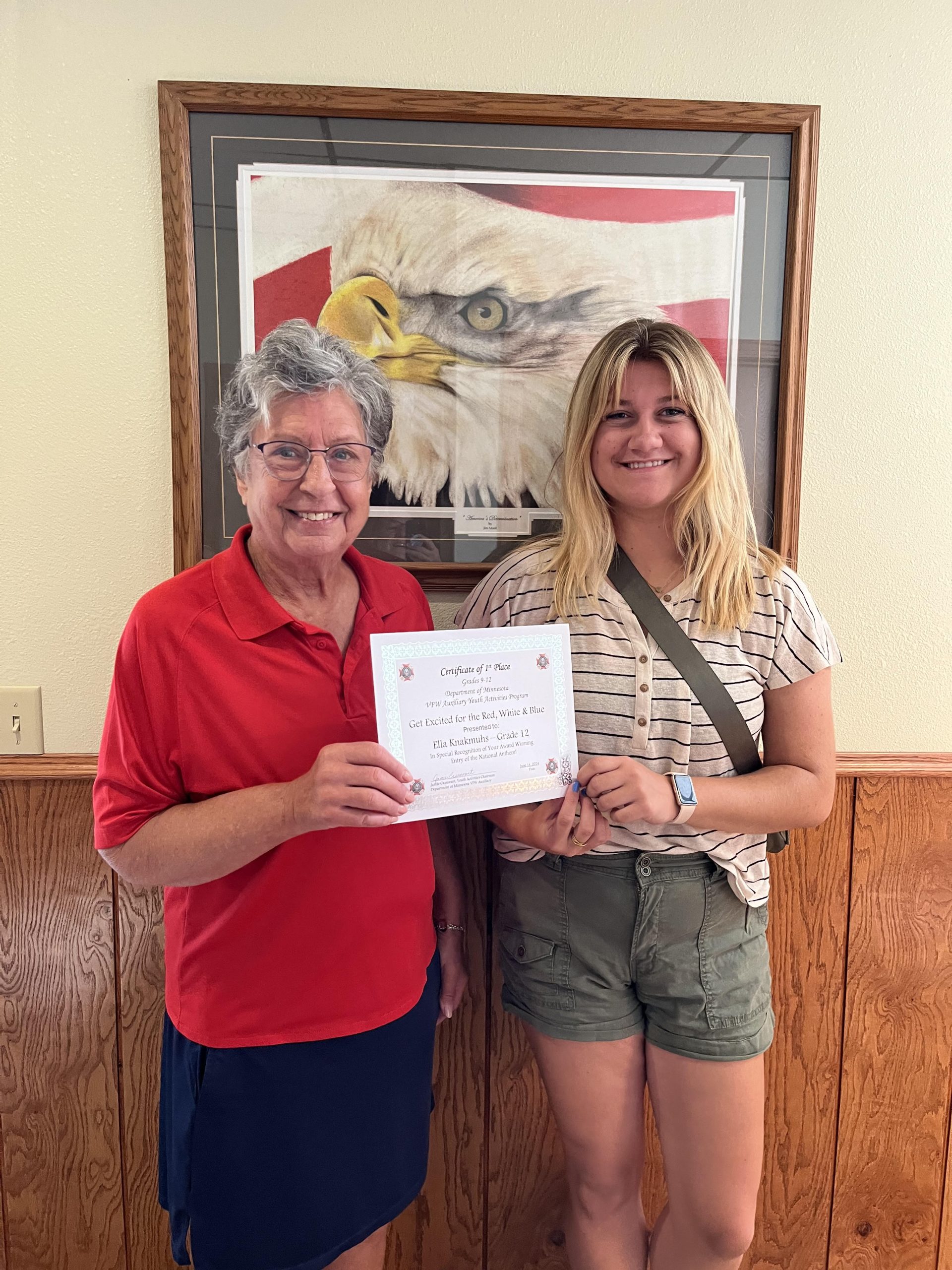 Ella Knakmuhs wins state VFW singing award for top rendition of “The