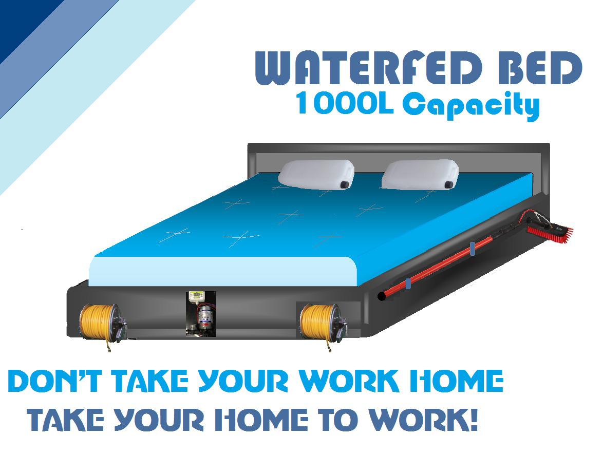 WCS Water Fed Bed, yes clean windows in comfort with a Water Fed Bed.