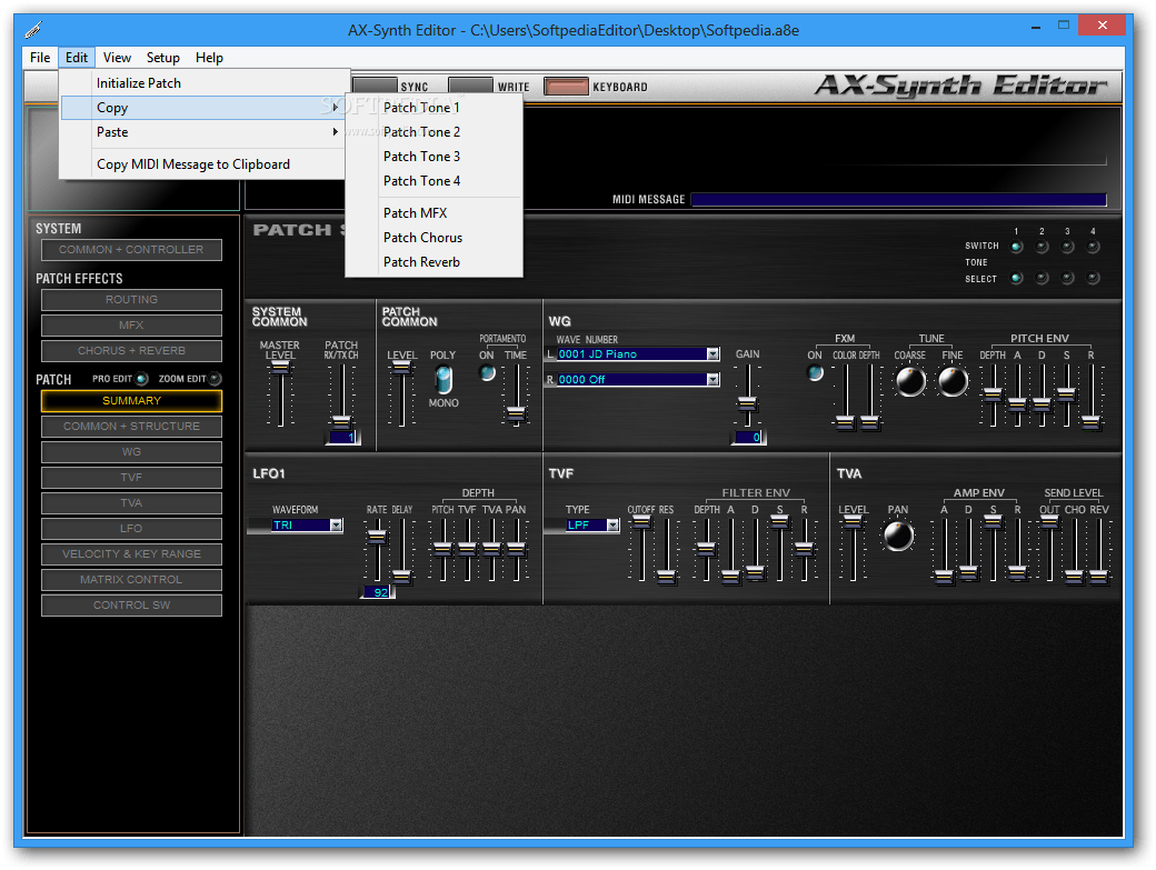 AXSynth Editor 1.00 Download, Screenshots