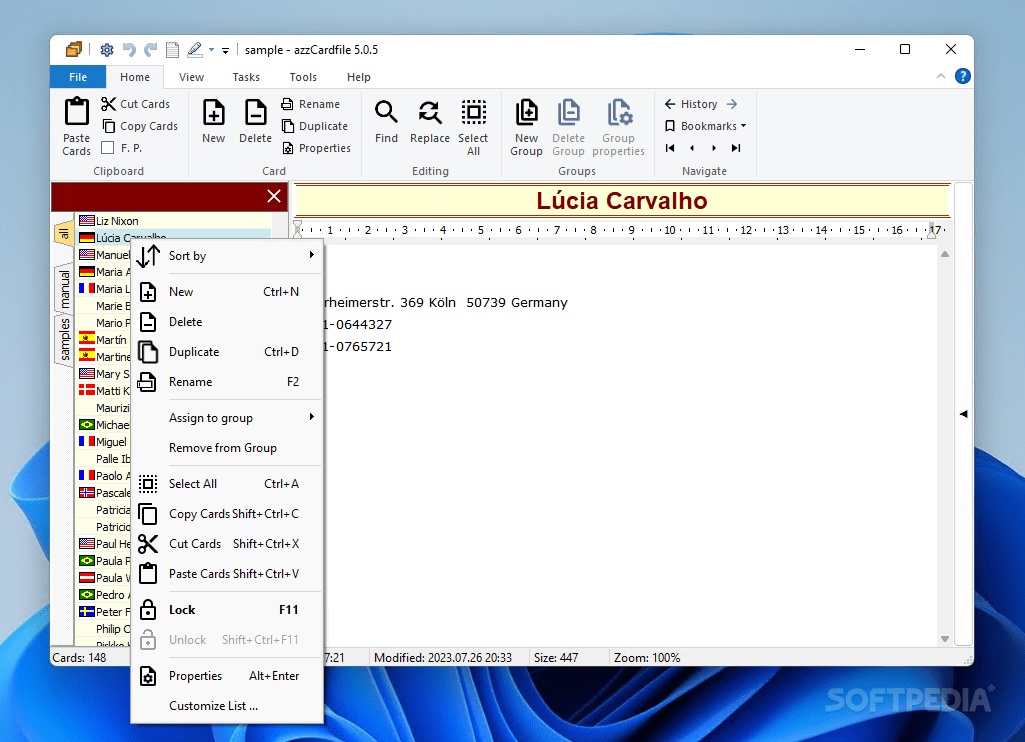 AZZ Cardfile 5.0.8 Download, Review, Screenshots
