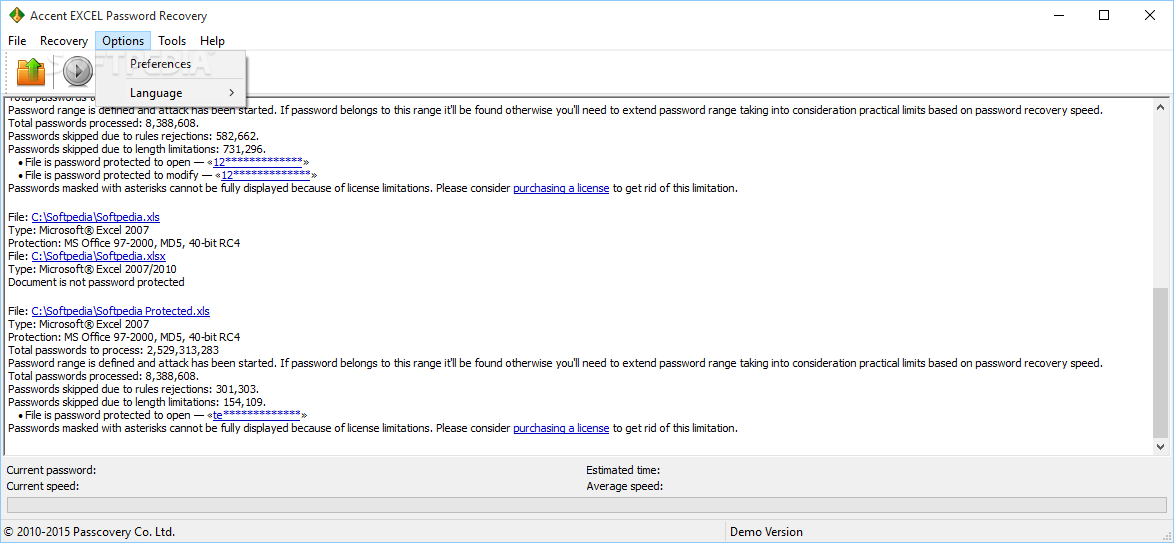 Download Accent EXCEL Password Recovery 20.09 Build 3872