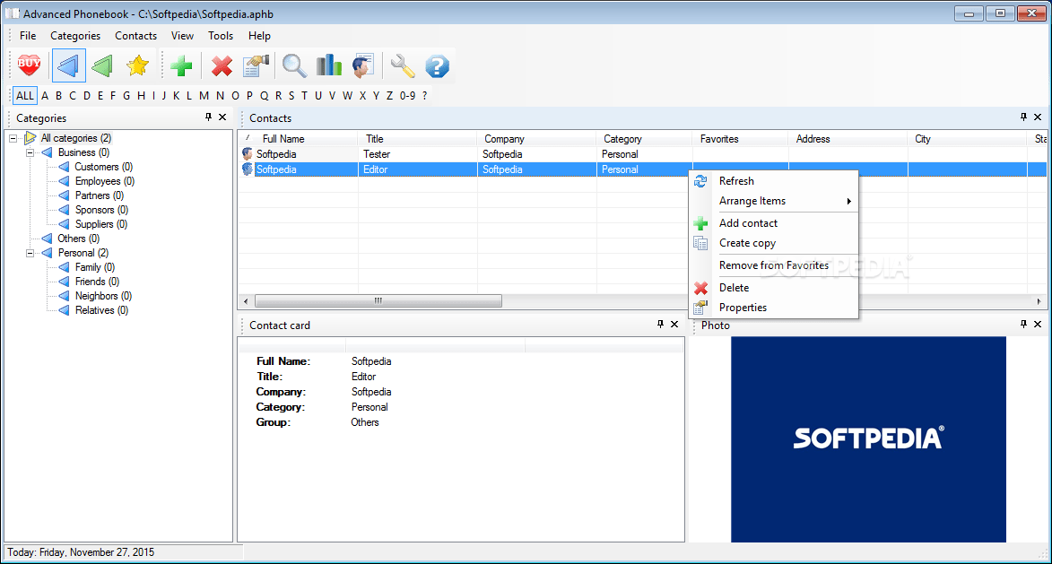 Advanced Phonebook 2.15 Download, Review, Screenshots