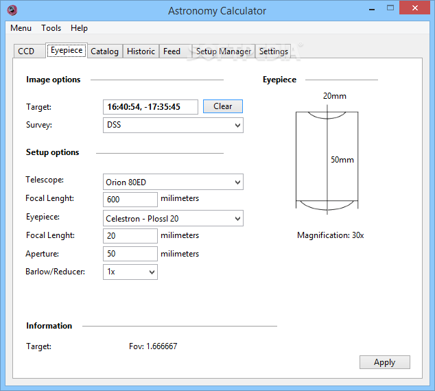 Astronomy CCD Calculator 4.8 Download, Review, Screenshots