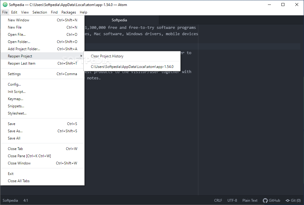 Download Atom 1.57.0 / 1.58.0 Beta 0