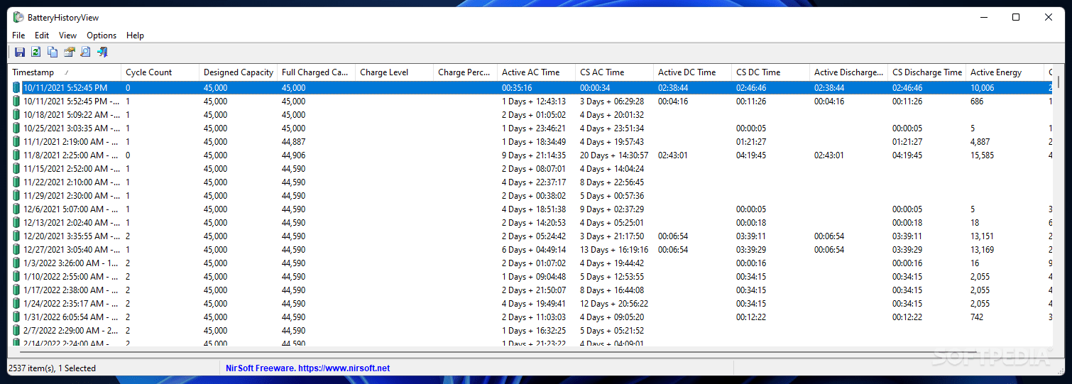 Download BatteryHistoryView