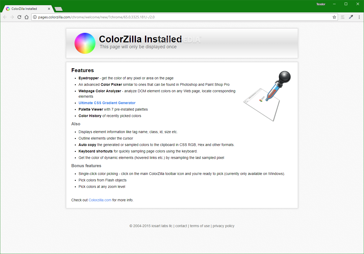 ColorZilla for Chrome 4.1 Download, Screenshots