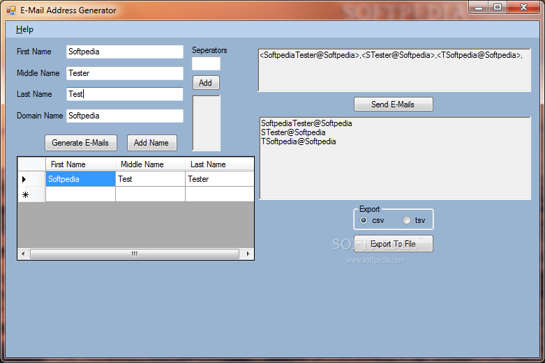 Email Address Generator 1.0.0.0 Download, Review, Screenshots