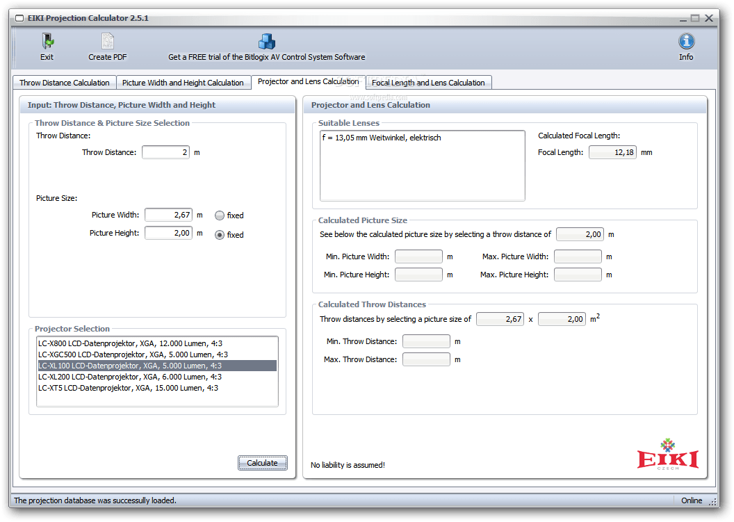 Download EIKI Projection Calculator