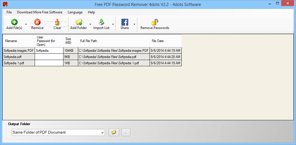 Download Free PDF Password Remover 3.2