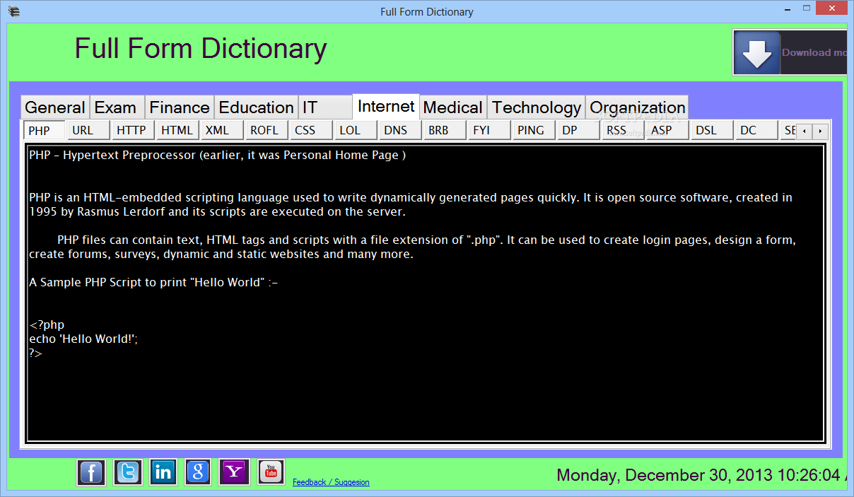 Full Form Dictionary 1.0.0.0 Download, Review, Screenshots