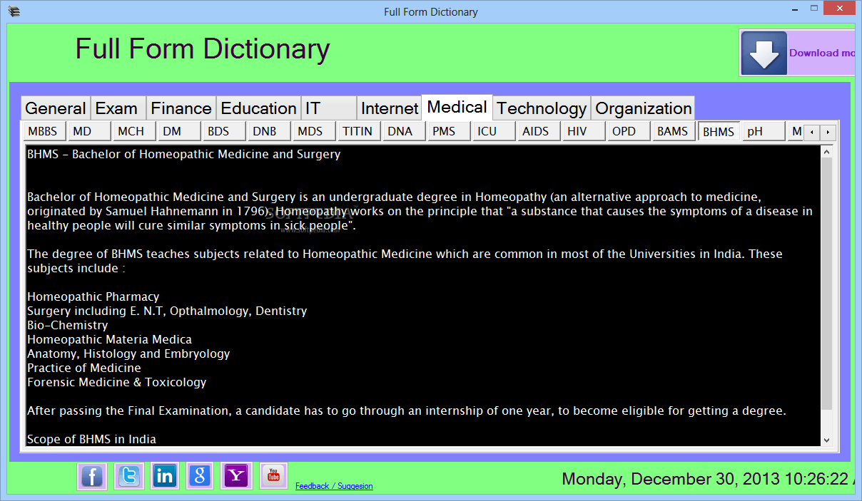 Full Form Dictionary 1.0.0.0 Download, Review, Screenshots