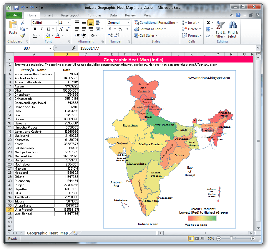 Download Geographic Heat Map (India)