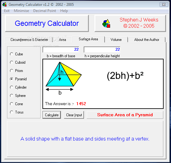 Geometry Calculator 1.2 Download, Review, Screenshots