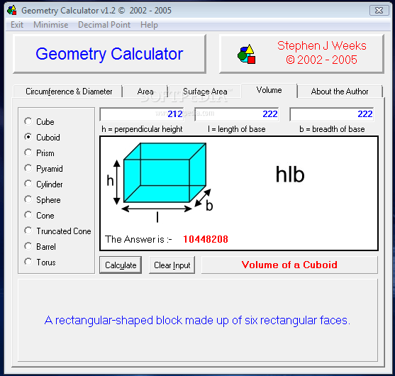 Geometry Calculator 1.2 Download, Review, Screenshots
