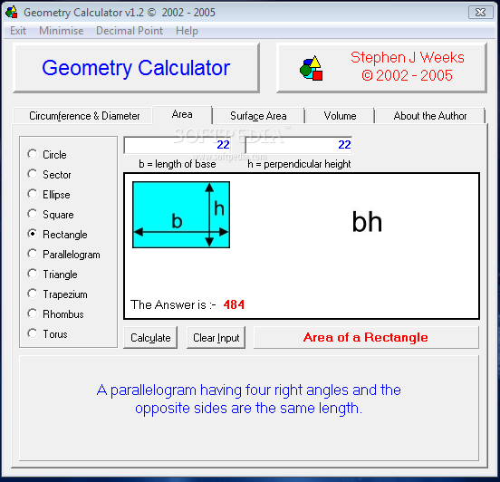 Geometry Calculator 1.2 Download, Review, Screenshots