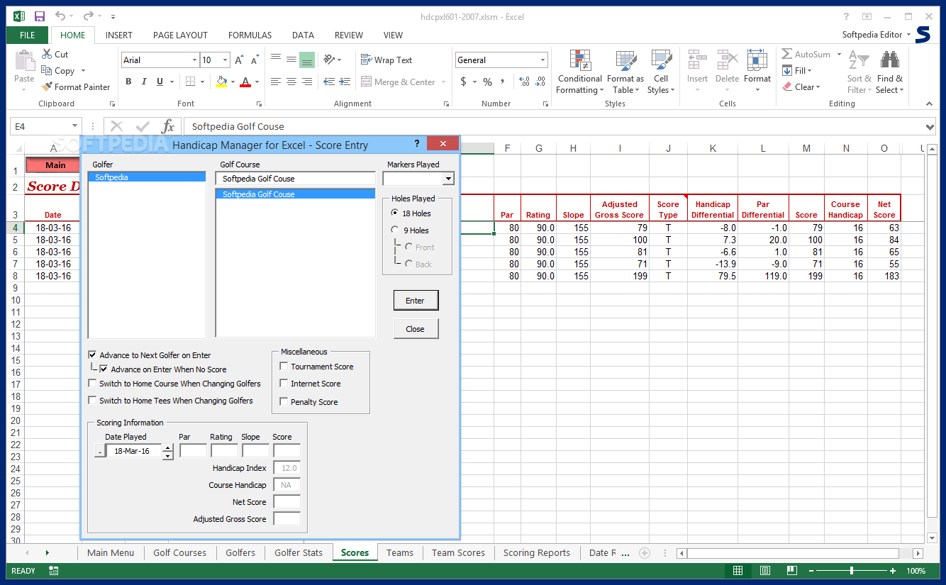 Download Handicap Manager for Excel 6.03