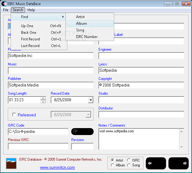 ISRC Music Database 1.00.0 Download, Review, Screenshots