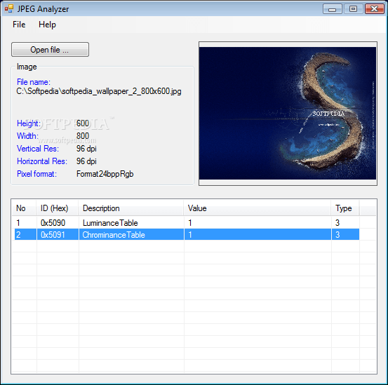 JPEG Analyzer Download Free (Windows) 1.00 Softpedia