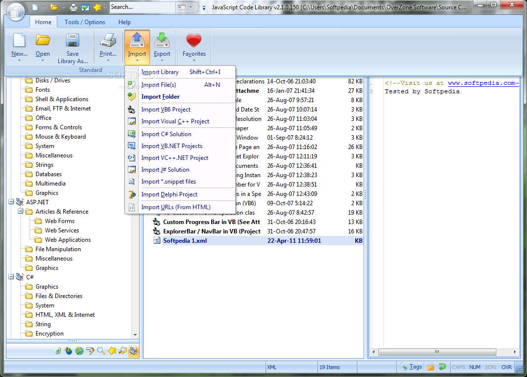 JavaScript Code Library 2.1.0.212 Download, Screenshots