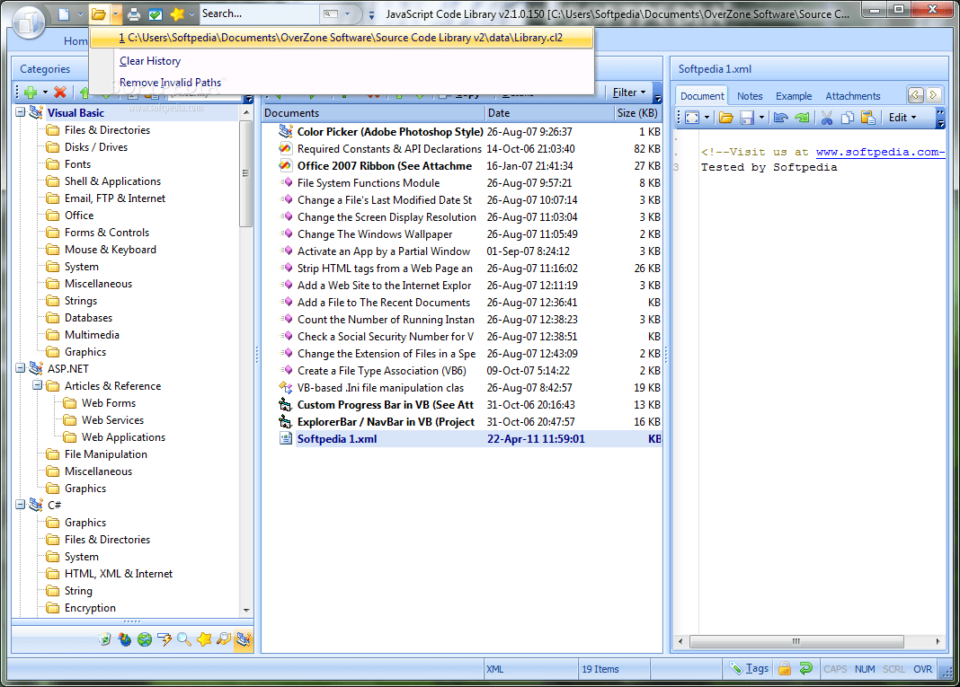 JavaScript Code Library 2.1.0.212 Download, Screenshots