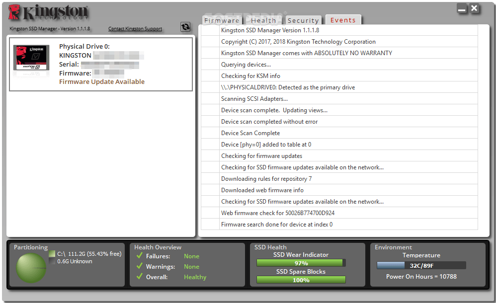 Kingston SSD Manager 1.5.4.9 x64 / 1.1.2.6 x86 Download, Review