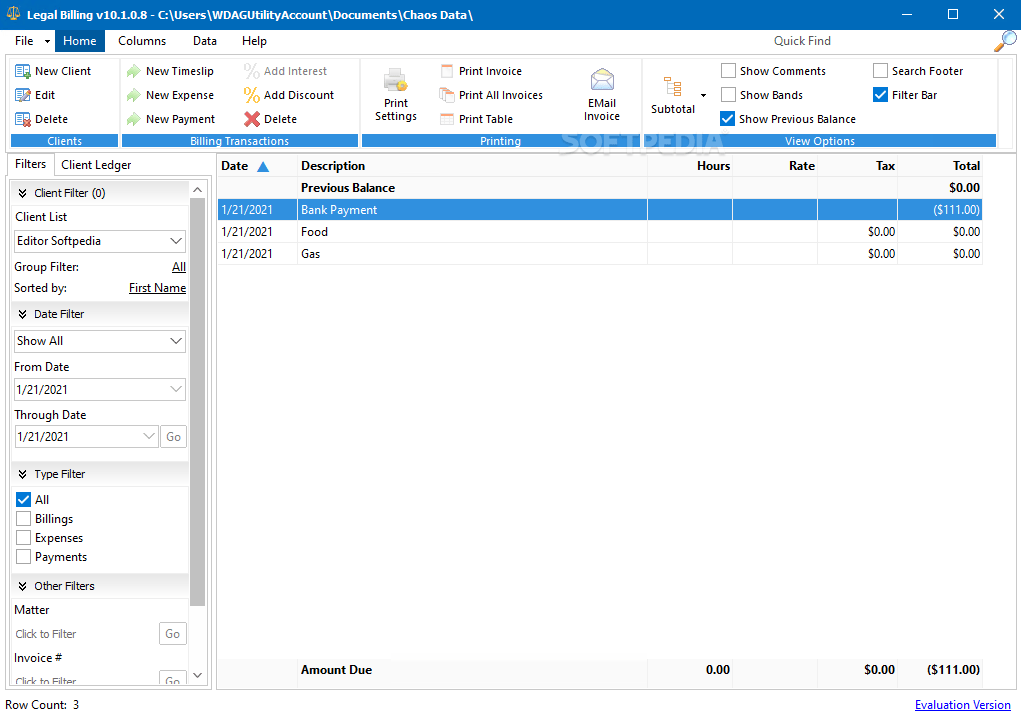Legal Billing Download & Review