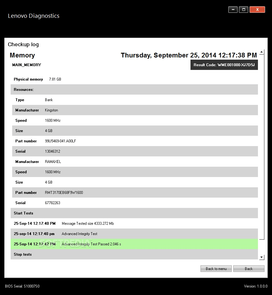 Lenovo Memory Quick Test 1.0.1 Download, Review, Screenshots