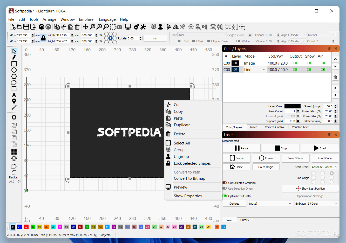 LightBurn 1.7.01 Download, Review, Screenshots