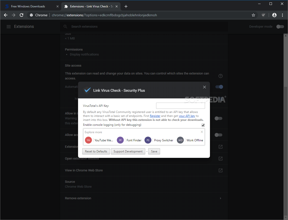 Download Link Virus Check Security Plus for Chrome