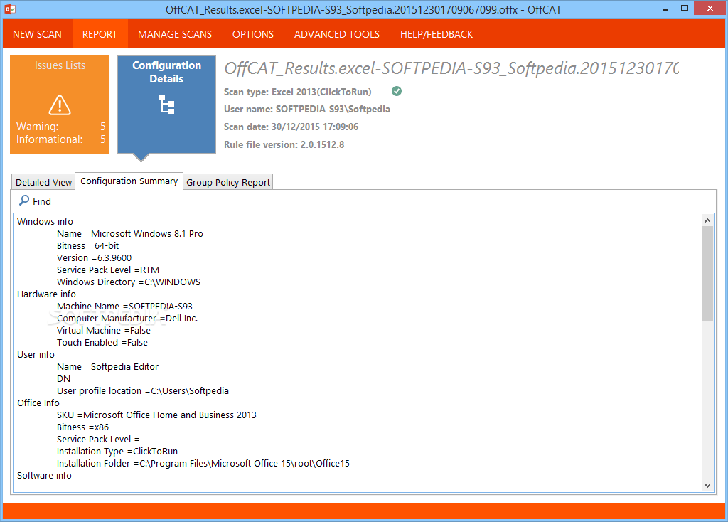 Microsoft Office Configuration Analyzer Tool (OffCAT) 2.2.6018.0801