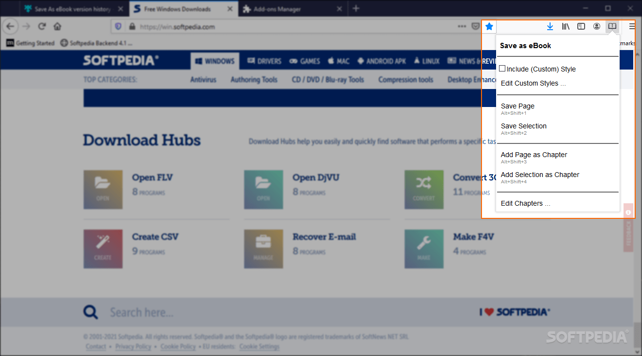 Download Save As eBook for Firefox