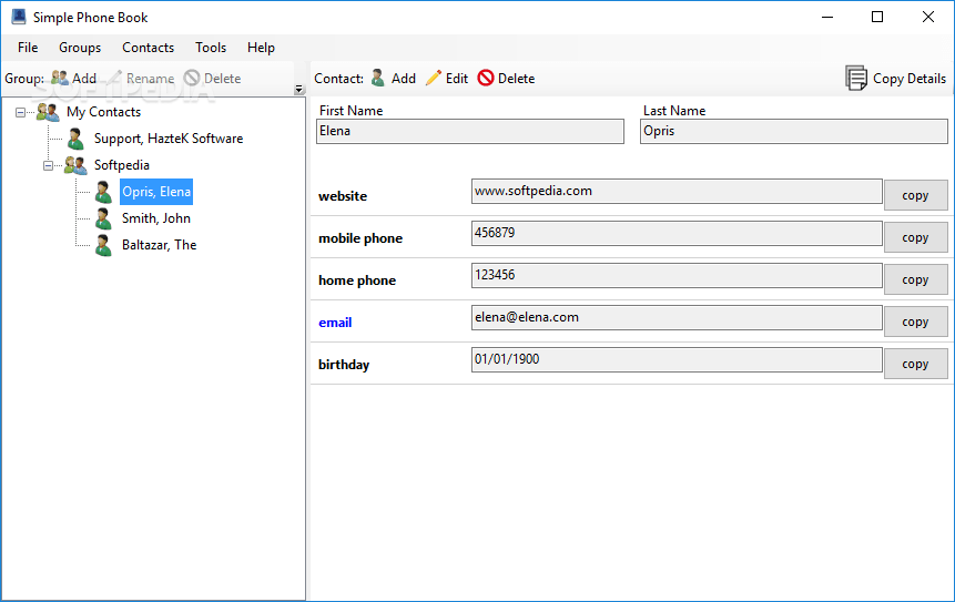 Simple Phone Book 4.0.0.0 Download, Review, Screenshots