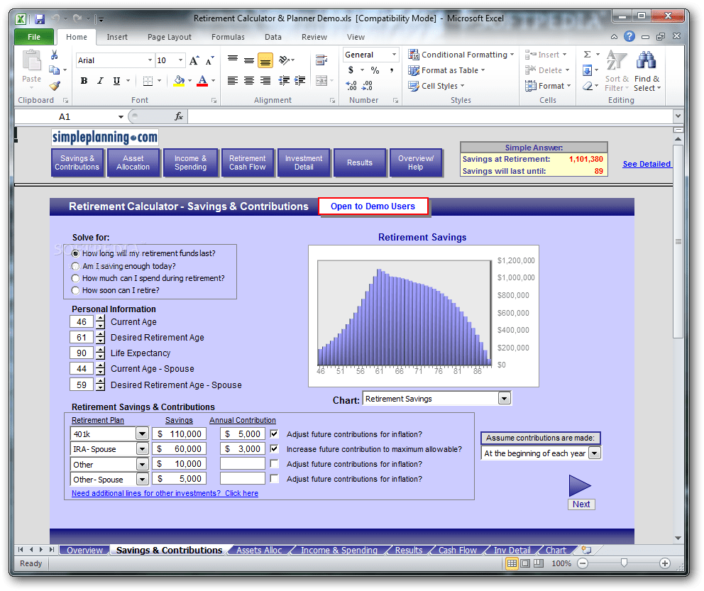 Download Simpleplanning Retirement Calculator & Planner