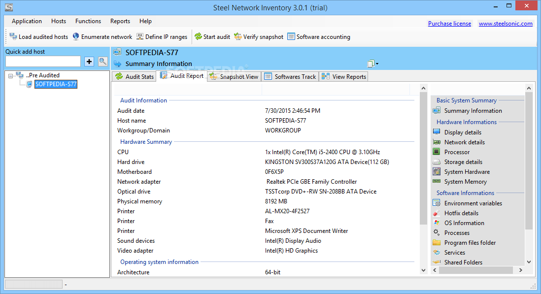 Steel Network Inventory 3.0.2 Build 274 Download, Review, Screenshots