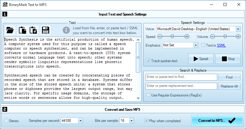 Download Text to MP3 Converter 2.0
