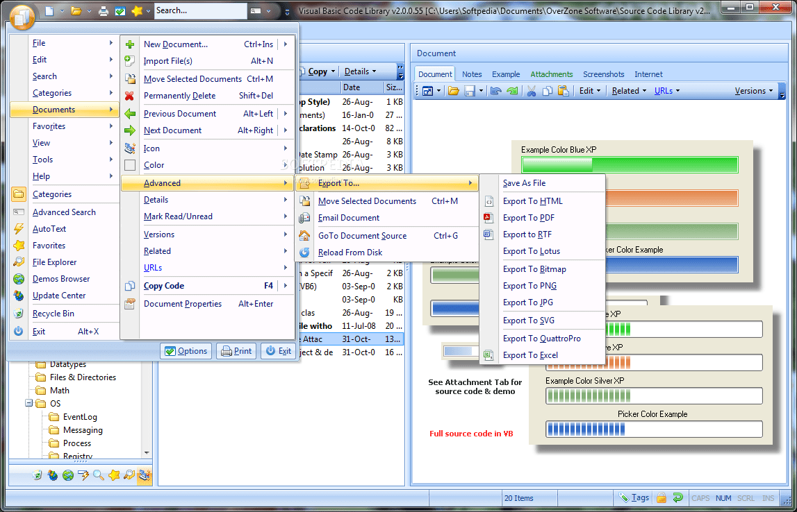 VB Code Library 2.1.0.212 Download, Screenshots