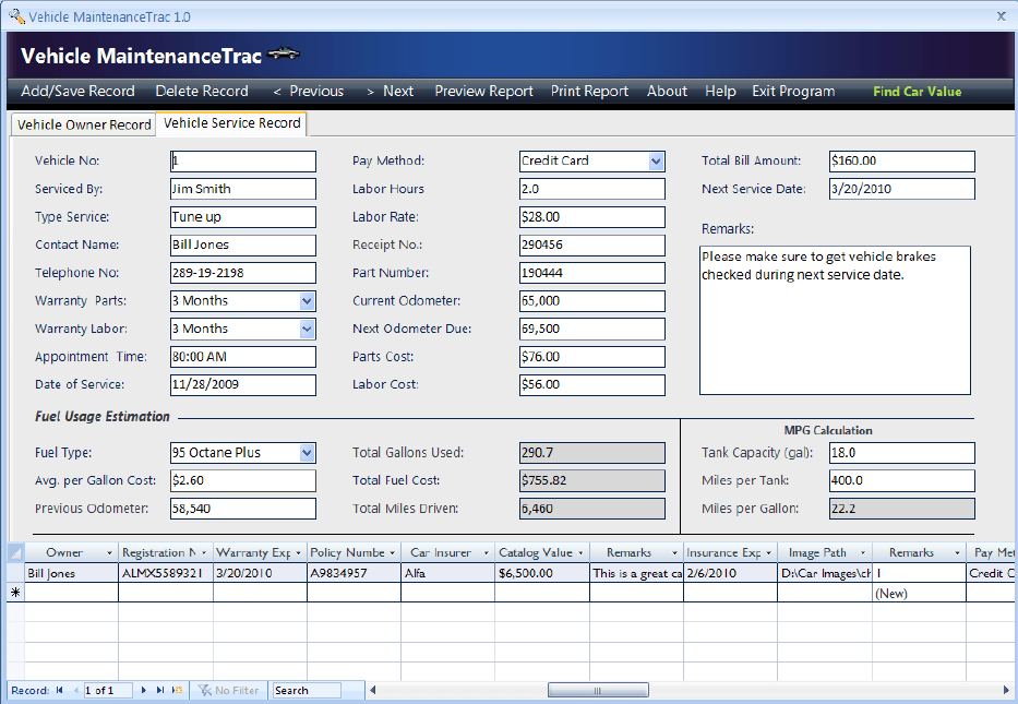 Download Vehicle MaintenanceTrac 1.0
