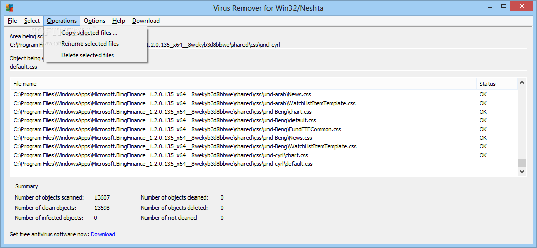 Download Virus Remover for Win32/Neshta 1.2.0.956
