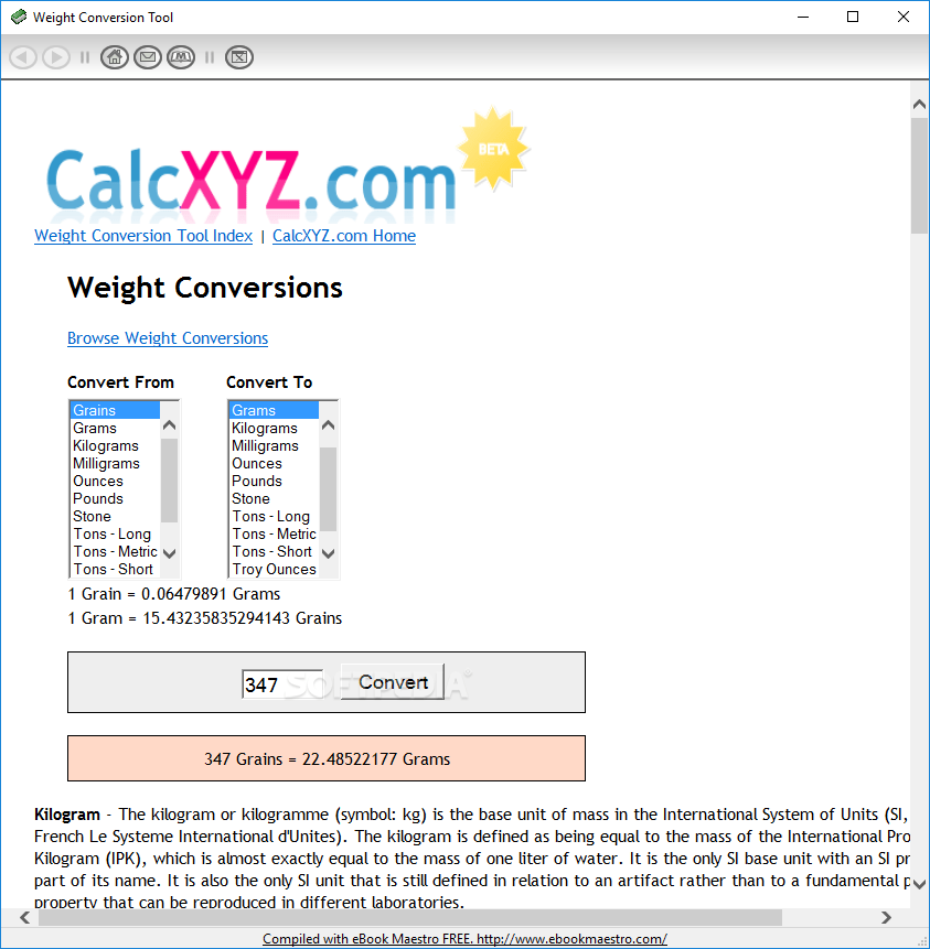Download Weight Conversion Tool